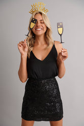 Black Sequin Bejeweled Skirt