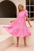 Pink Tiered Midi Dress - Nevi Style