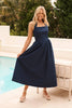 Navy Cotton Halter Maxi Dress