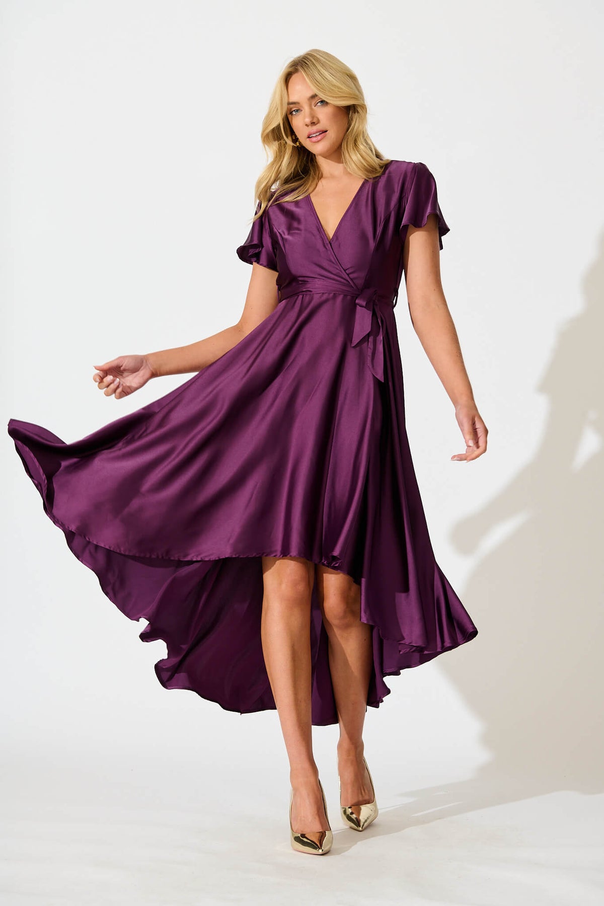 Plum Satin Maxi Dress