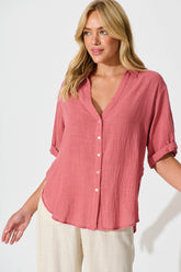 Deep Rose Cotton Campbell Top