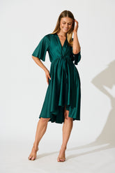Pre-Order: Emerald Green Satin Helsinki Dress