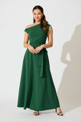 Emerald Off-Shoulder Maxi Dress