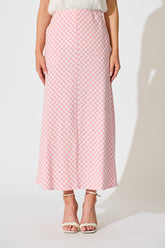 Pink & White Gingham Maxi Skirt