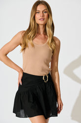 Black Linen Blend Shaina Skirt