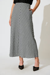 Chic Black & White Gingham Maxi Skirt