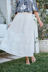 Elegant White Cotton Aina Maxi Skirt