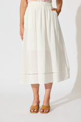 Chic White Linen Midi Skirt