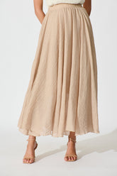 Taupe Cotton Leora Maxi Skirt