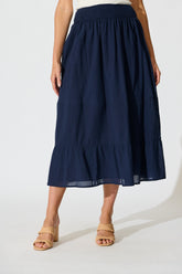 Navy Cotton Aina Maxi Skirt