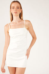 White Sofia Tucked Mini Dress