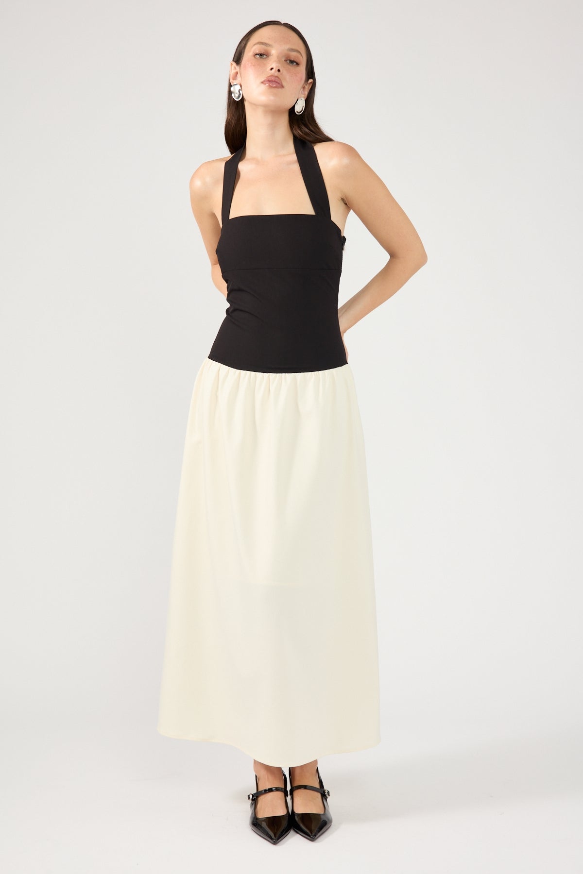 Black/White Tutulla Strapless Midi Dress