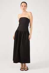 Black Strapless Midi Dress