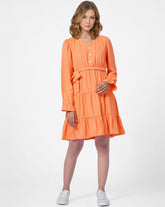 Sunset Orange Tiered Dress