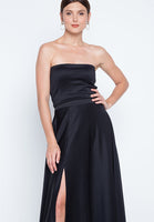 Bandeau Sweep Train Maxi Set in Black