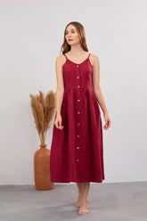 Linen Red Dress