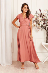 Dusty Rose Chiffon Maxi Dress