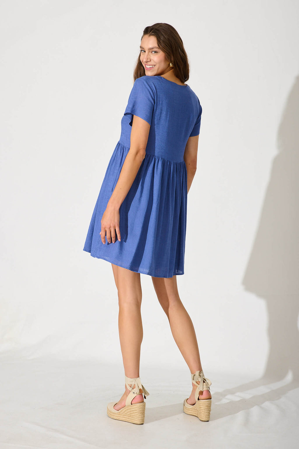Blue Linen Blend Horizon Dress