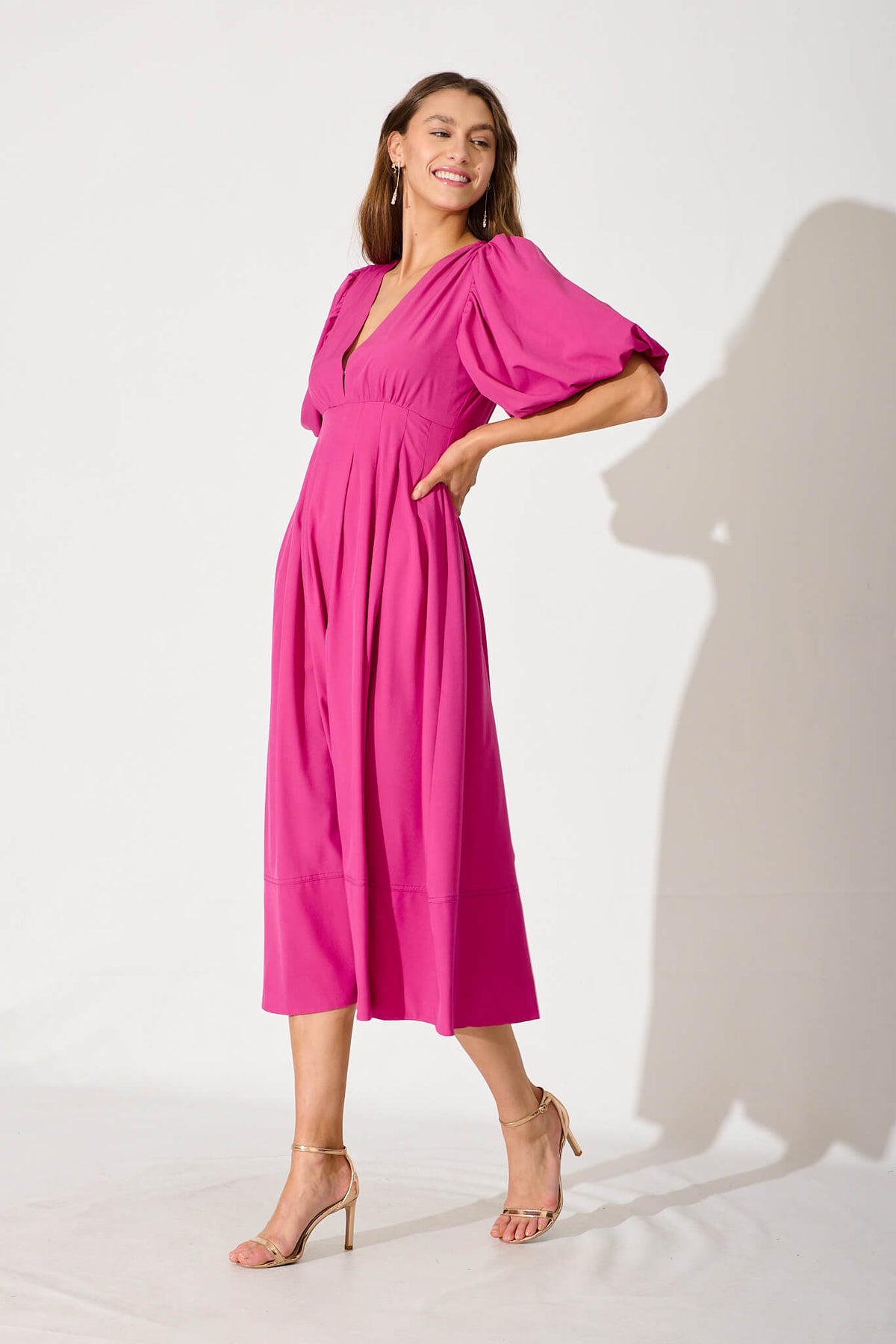 Magenta Daydream Midi Dress