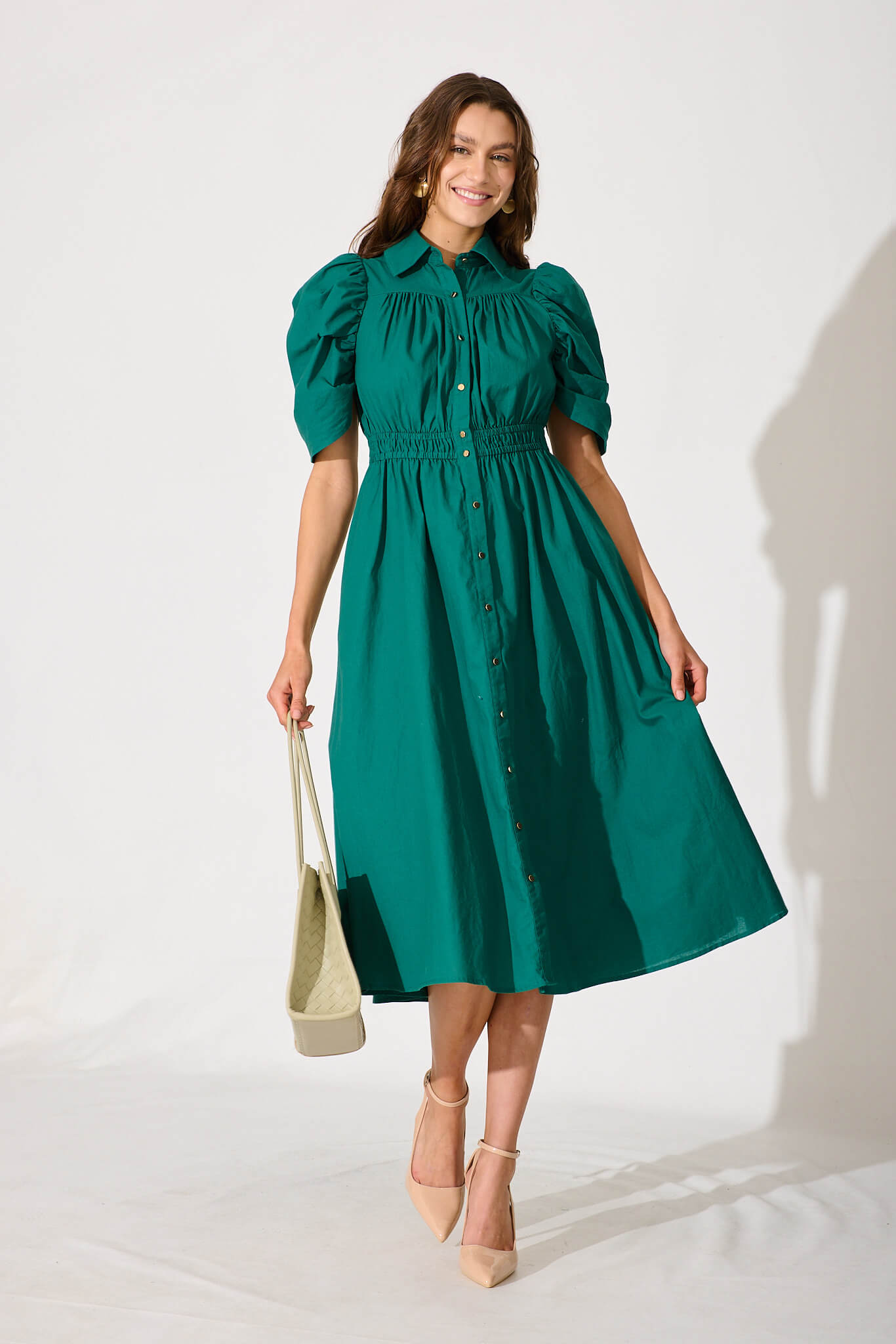 Green Cotton Midi Dress for Gemini Lovers