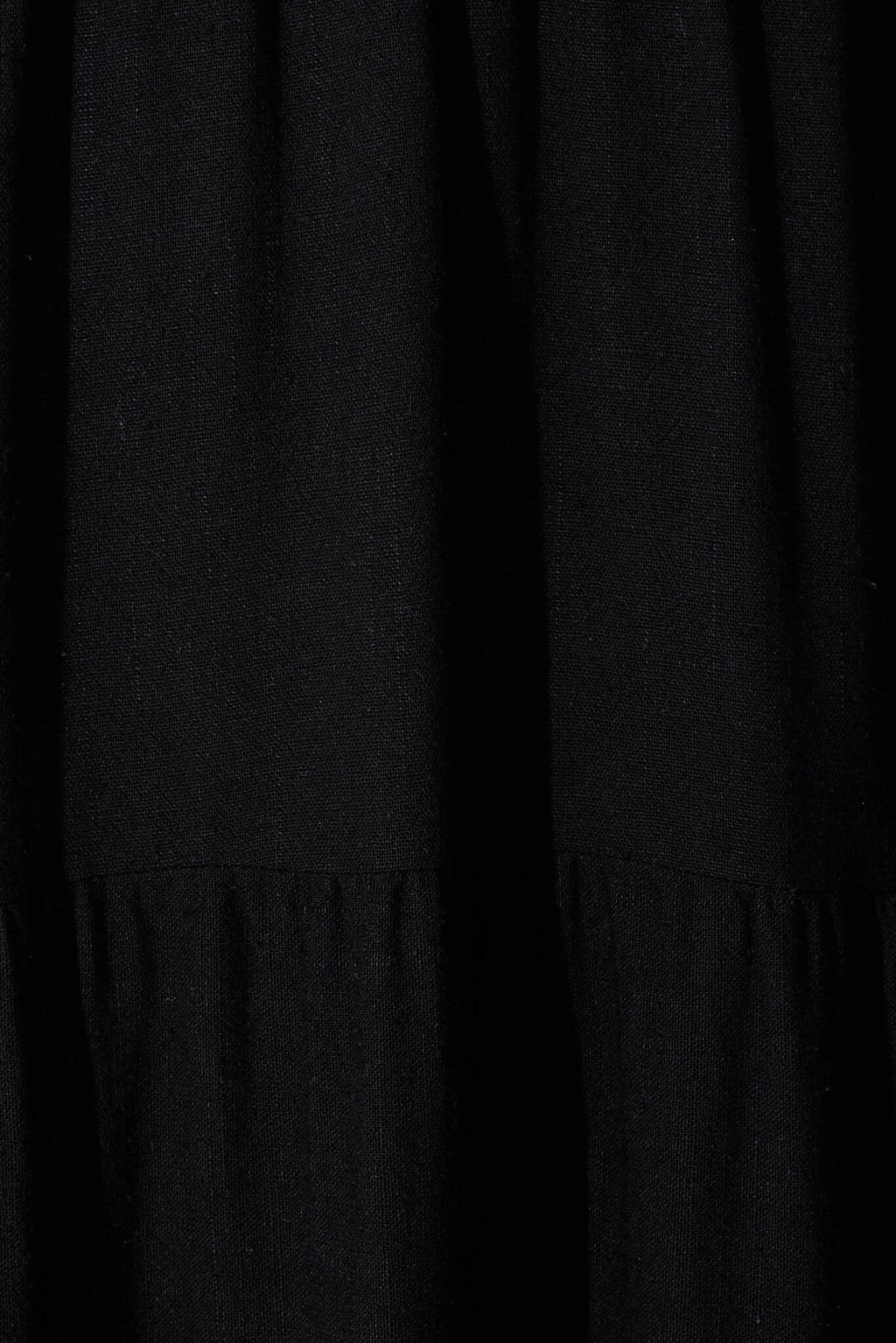 Black Linen Blend Midi Dress