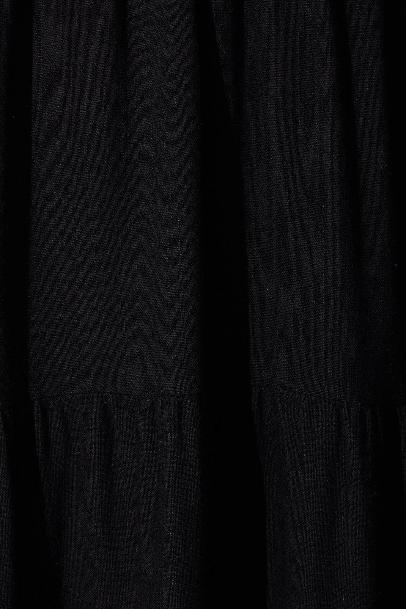 Black Linen Blend Midi Dress
