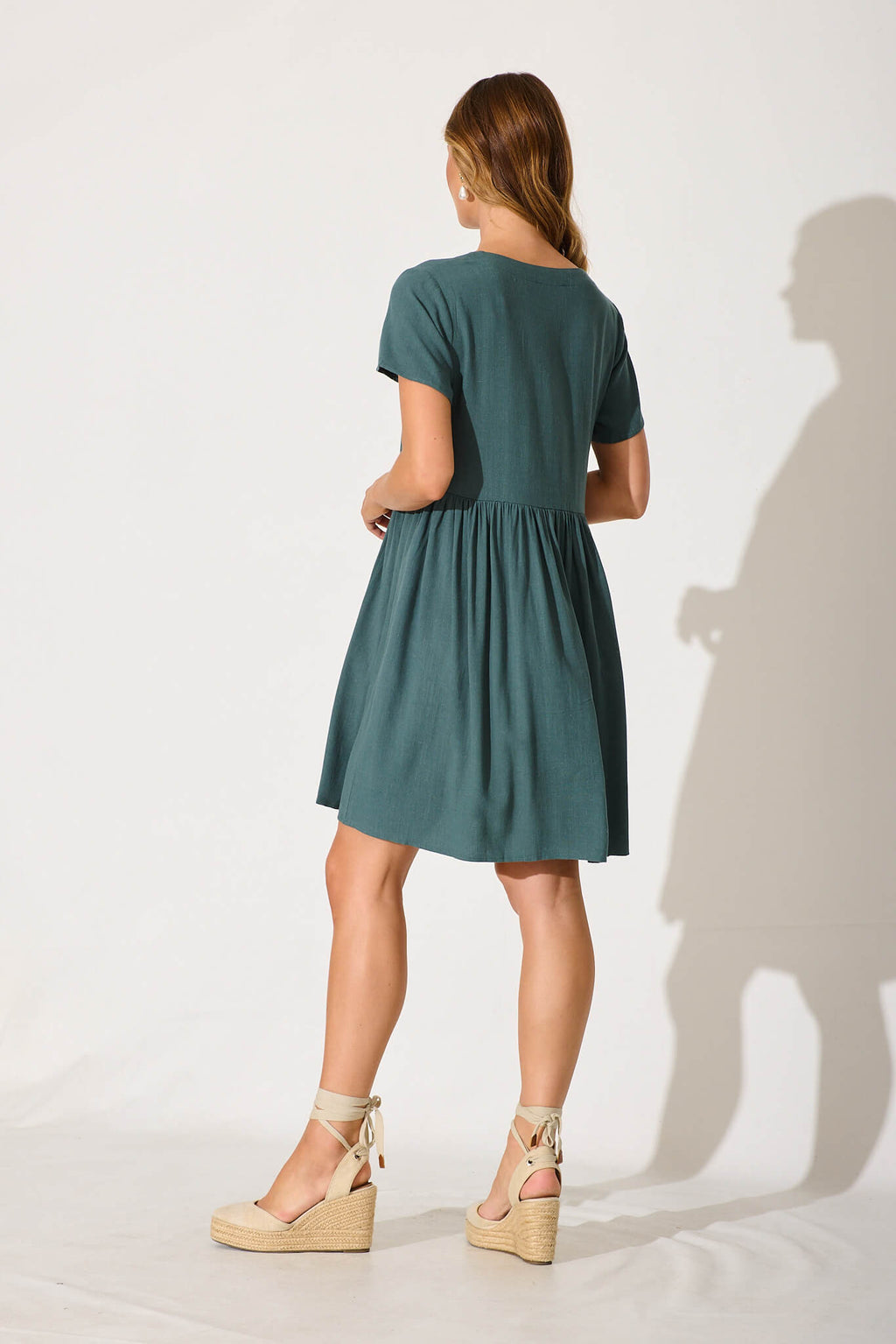 Green Linen Blend Horizon Dress