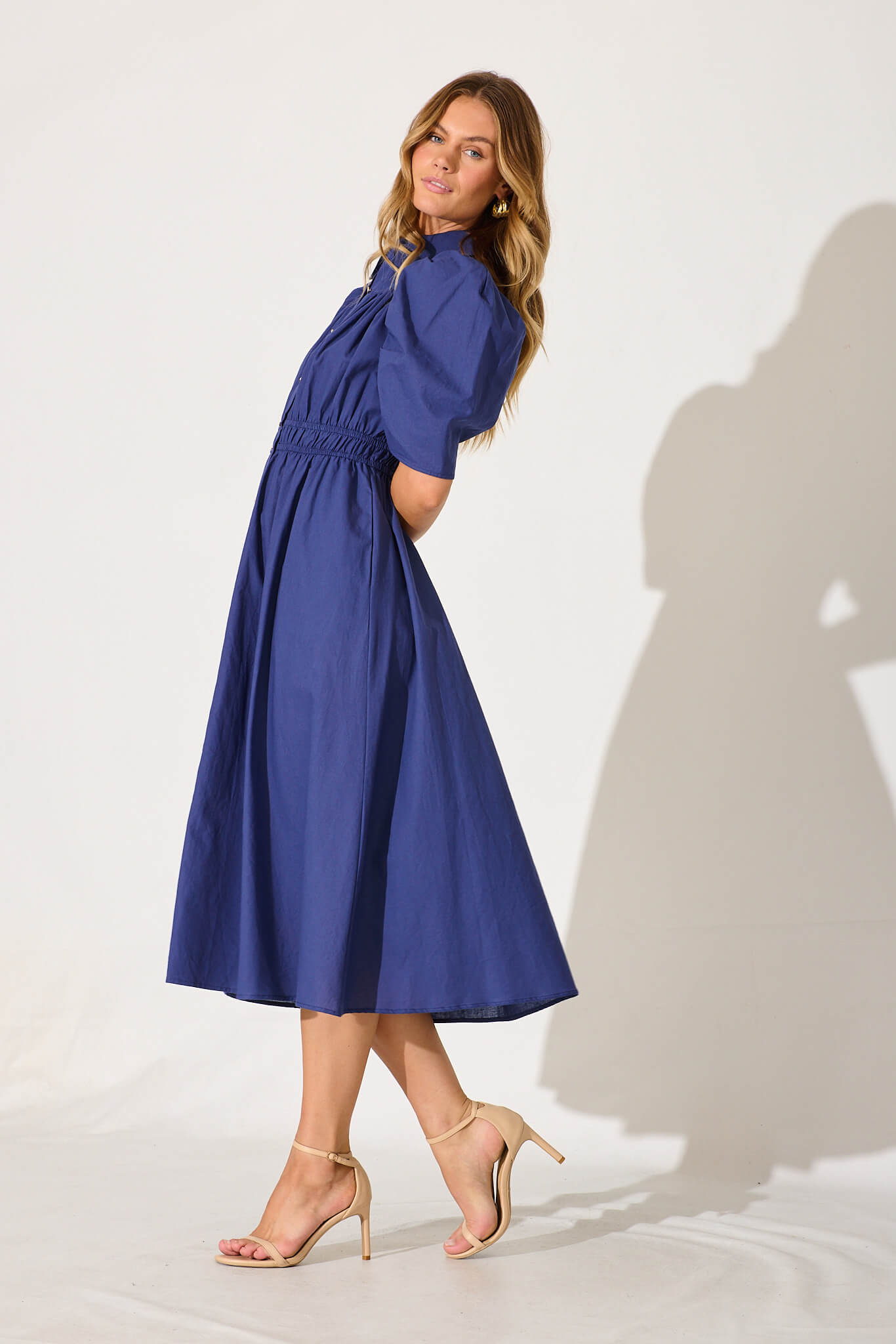 Navy Cotton Gemini Shirt Dress