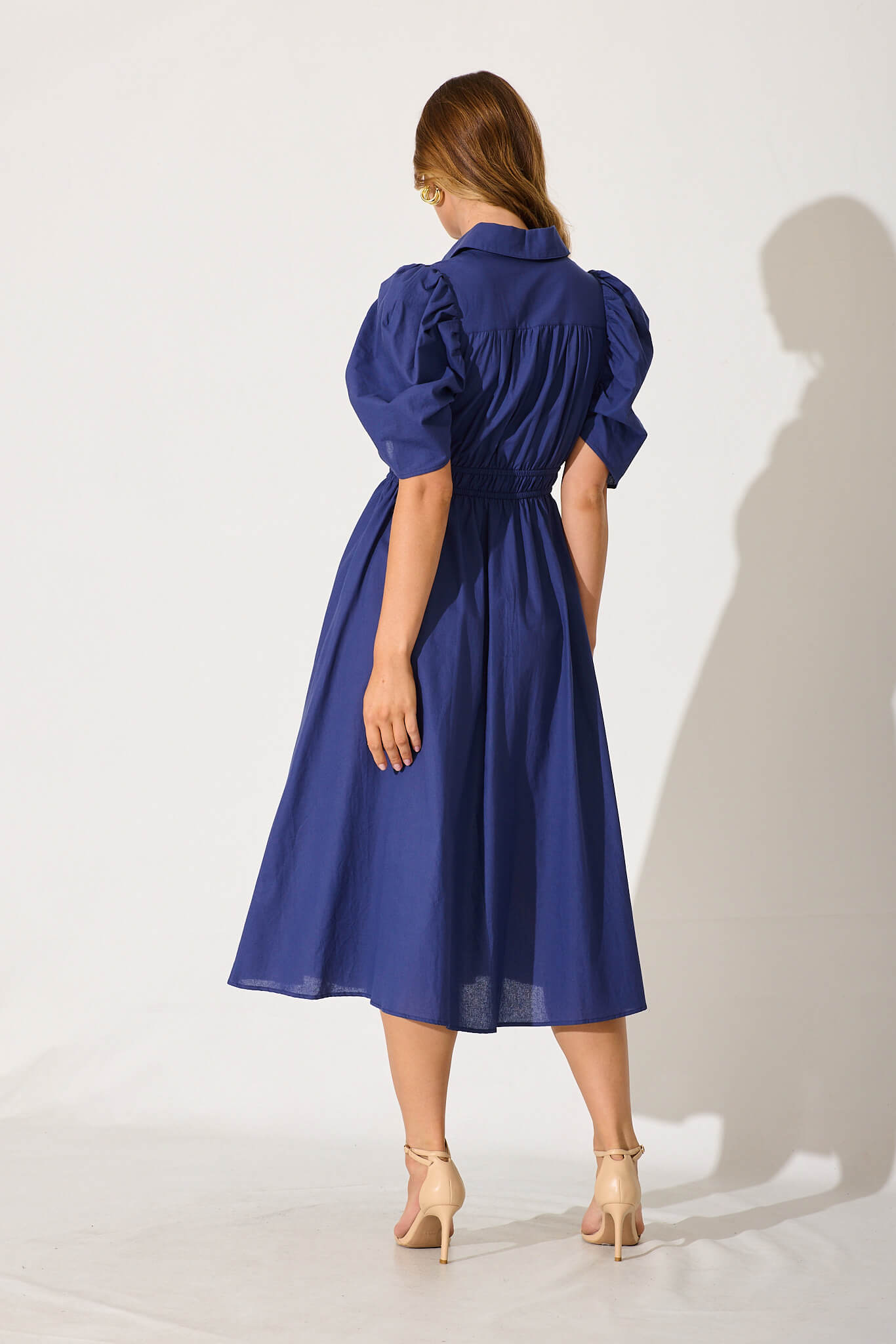 Navy Cotton Gemini Shirt Dress