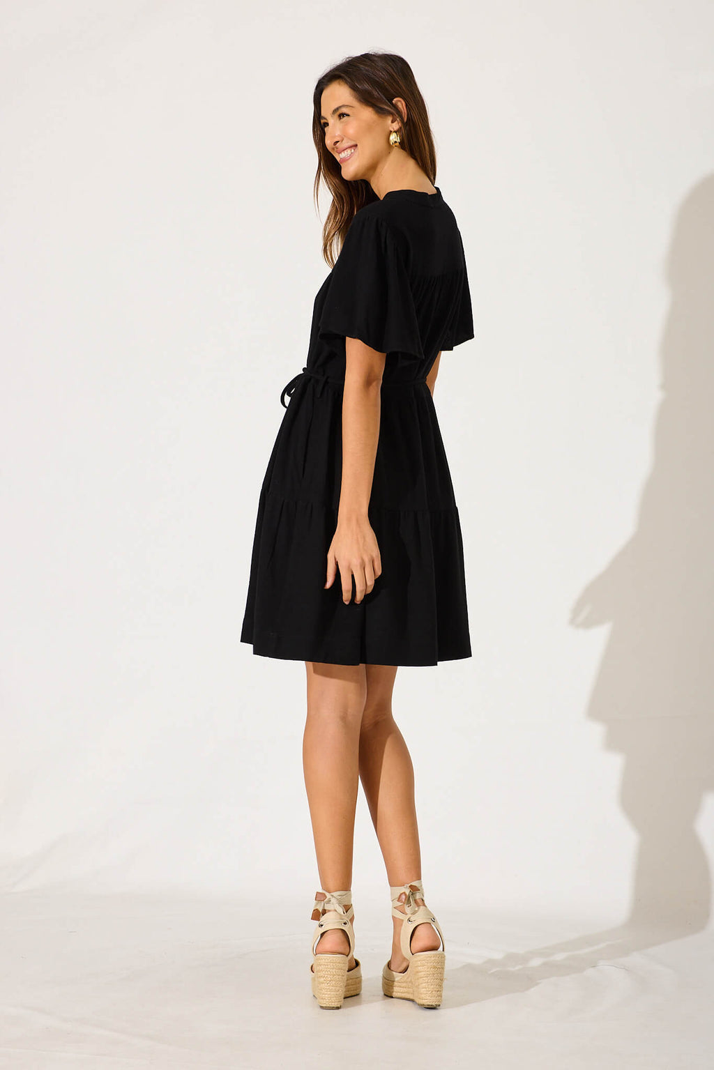 Black Linen Blend Rosemary Dress
