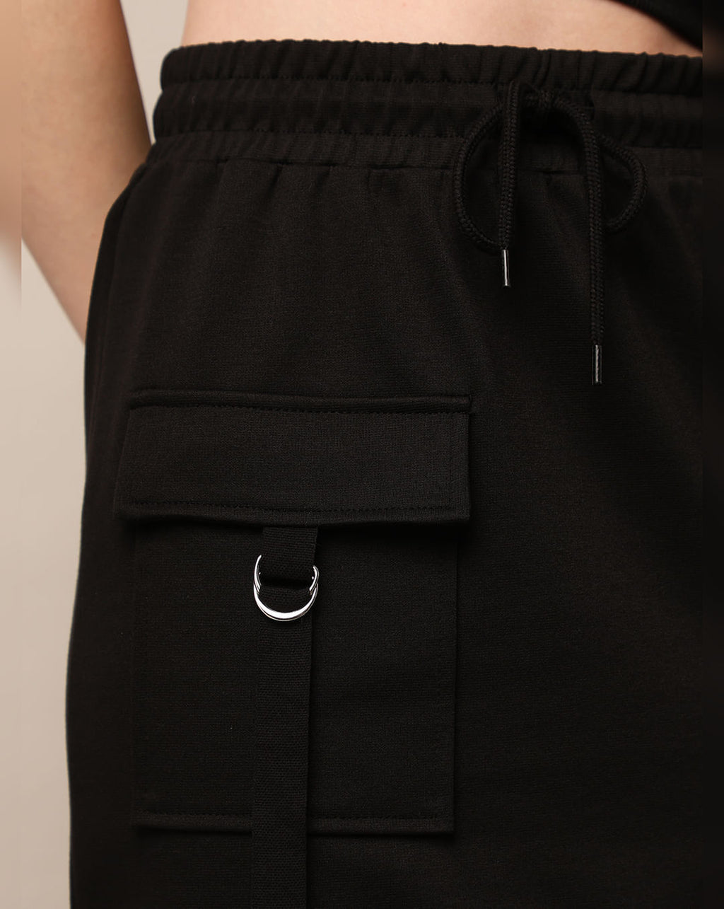 Fashionable Black Co-Ord Set with Cargo Skirt
