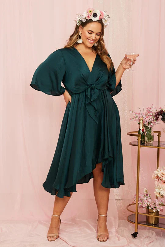 Emerald Green Satin Helsinki Dress