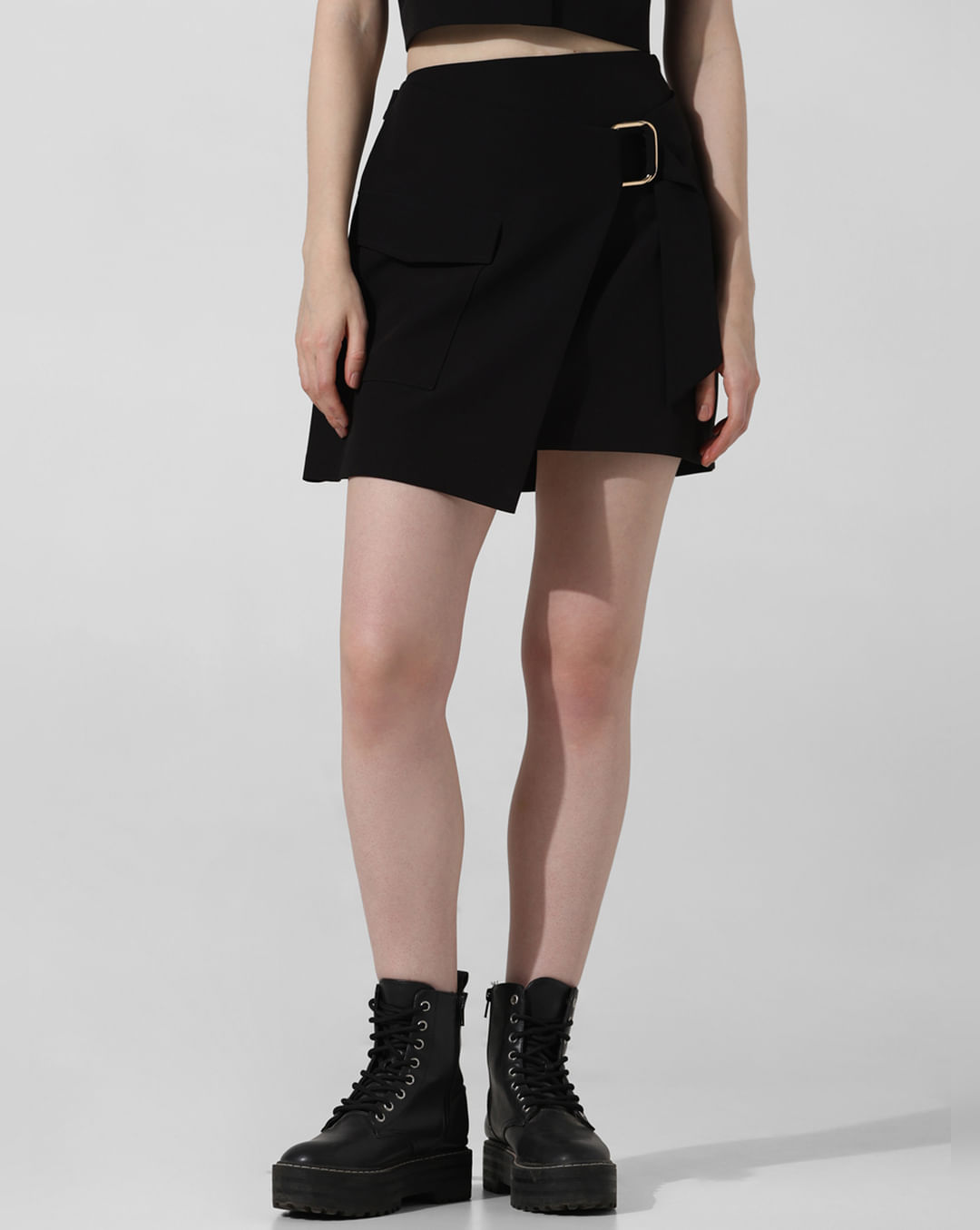 Black High Rise Co-Ord Wrap Skirt