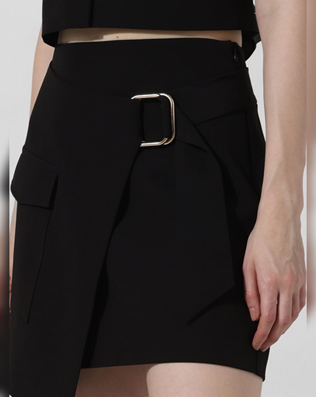 Black High Rise Co-Ord Wrap Skirt