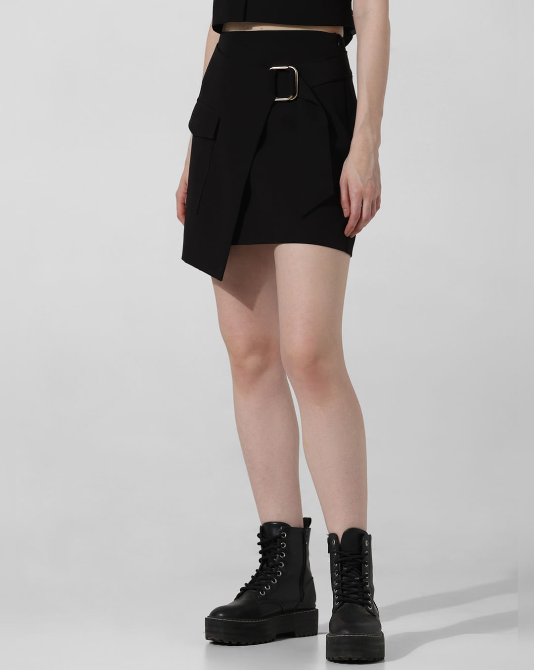 Black High Rise Co-Ord Wrap Skirt