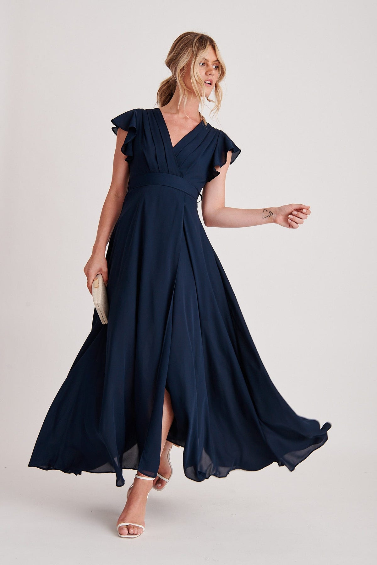 Navy Chiffon Wynter Maxi Dress