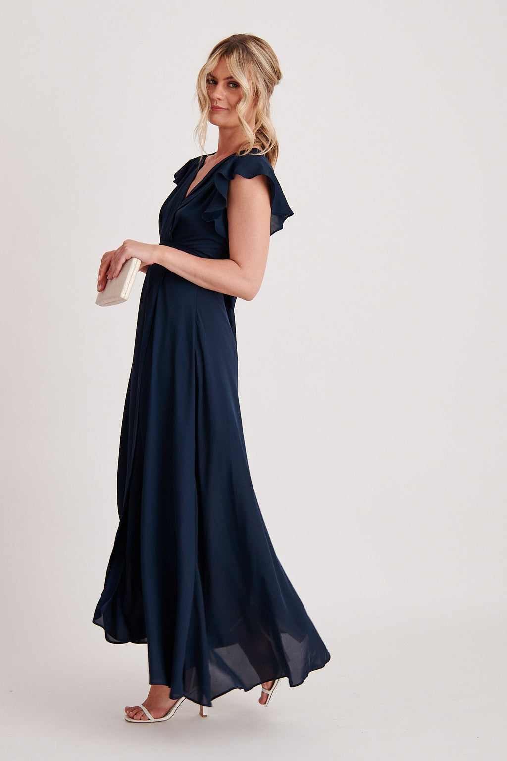 Navy Chiffon Wynter Maxi Dress