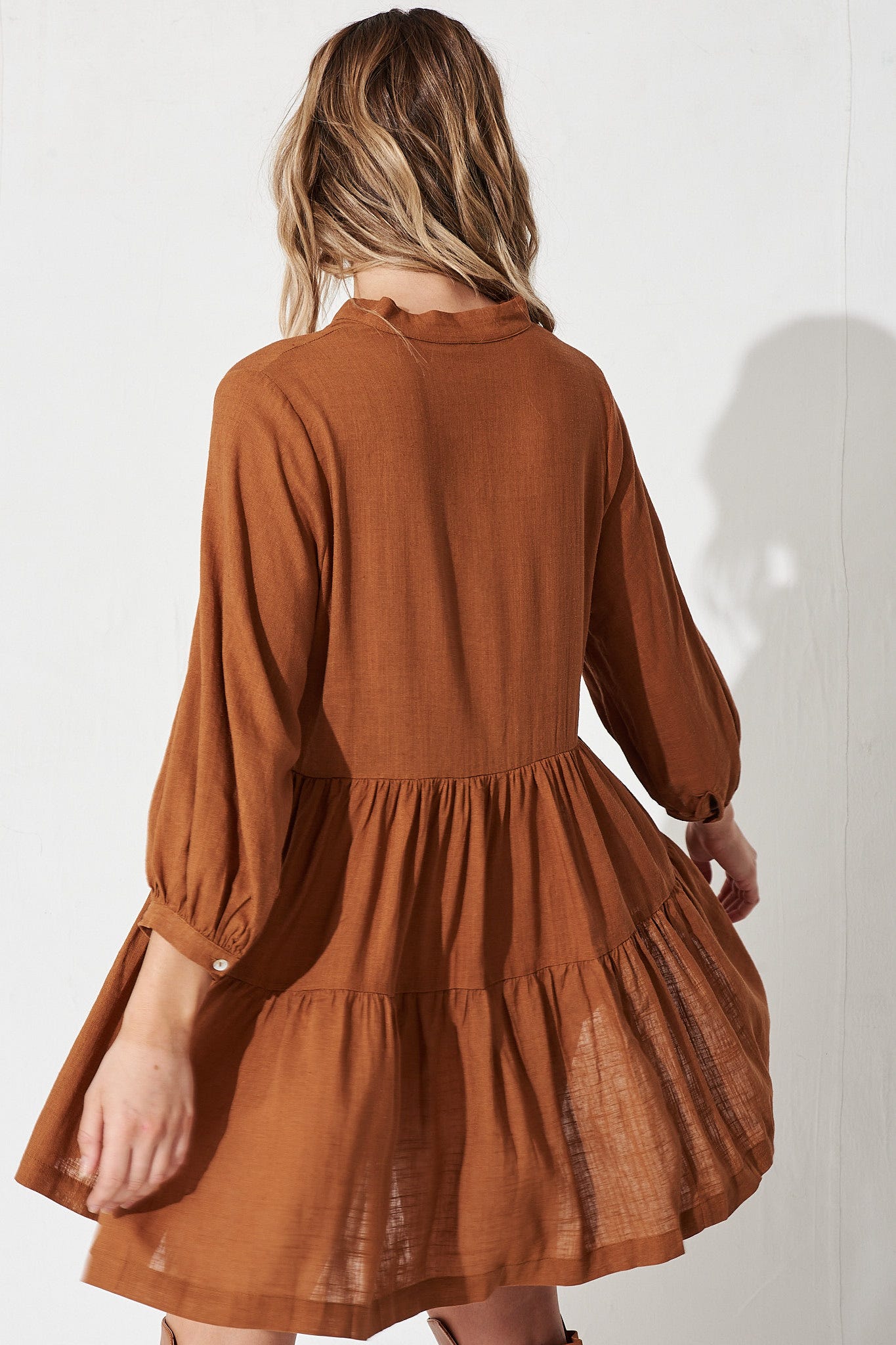 Caramel Brown Flowy Dress