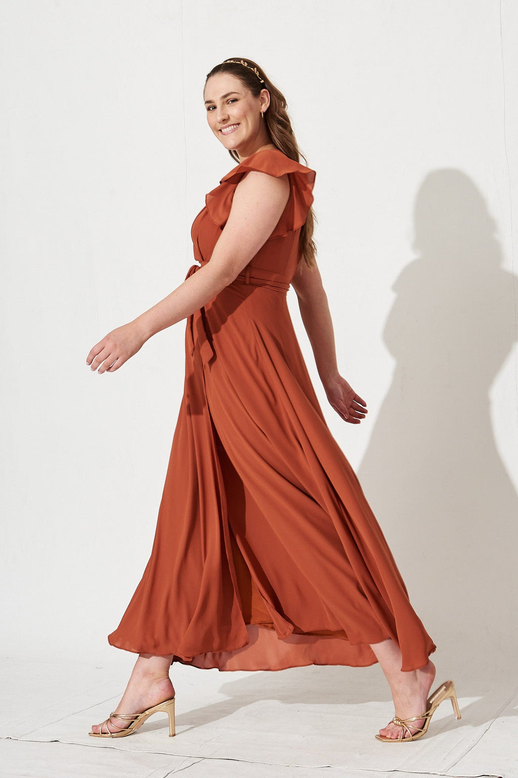 Rust Chiffon Maxi Dress for Wynter