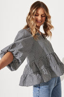 Checkered Cotton Top in Black & White