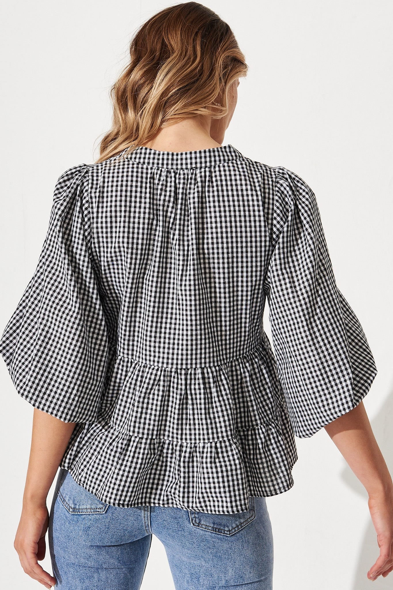 Checkered Cotton Top in Black & White