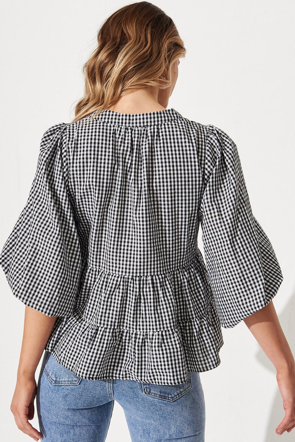 Checkered Cotton Top in Black & White