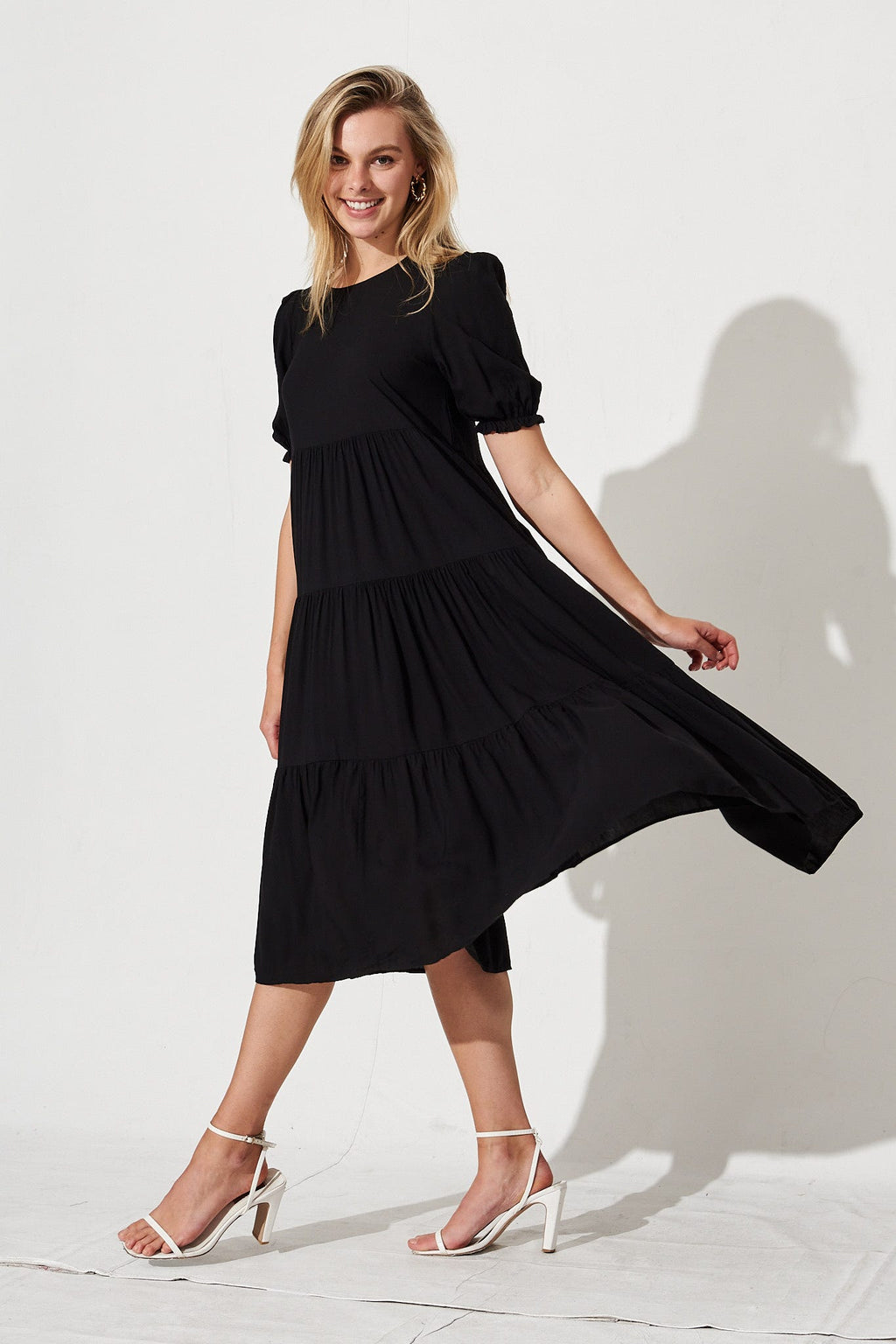 Black Midi Smock Dress - Nevi
