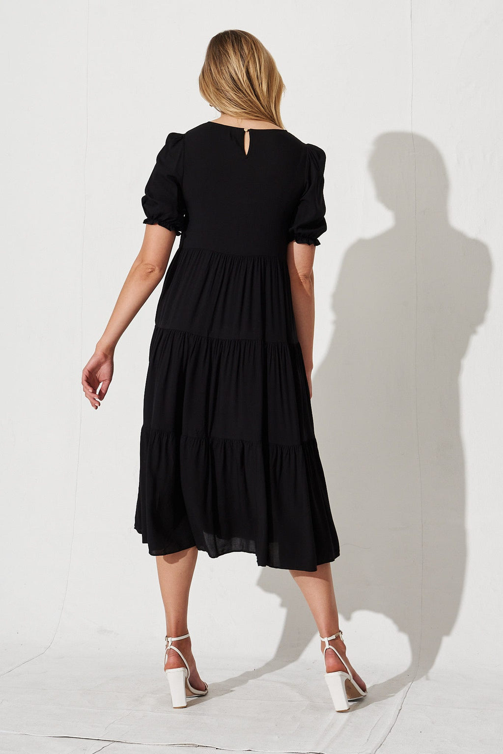 Black Midi Smock Dress - Nevi