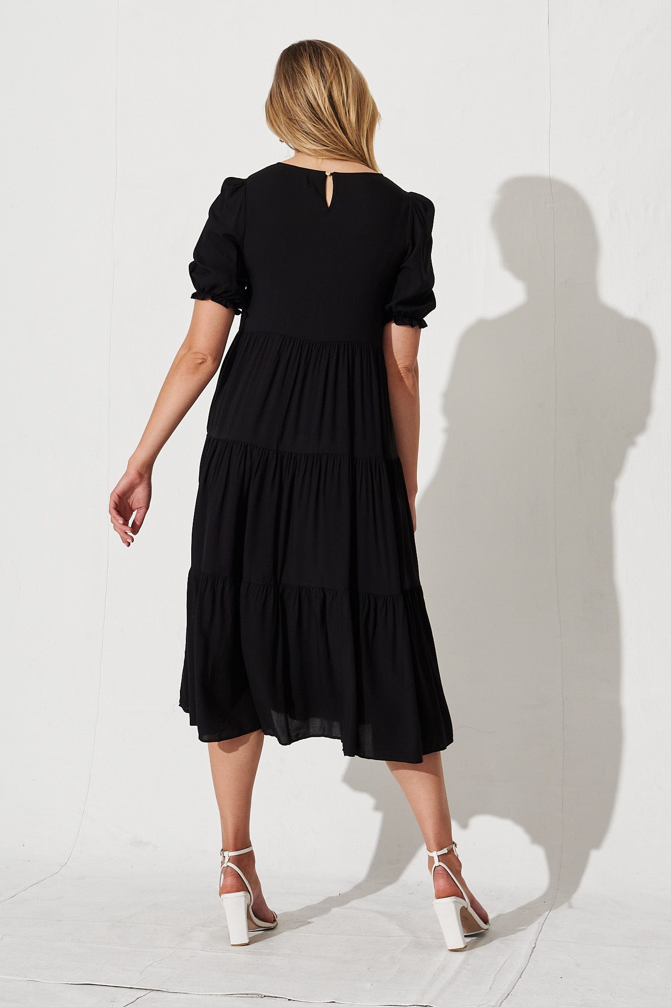 Black Midi Smock Dress - Nevi