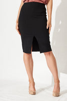 Black Workflow Stretch Pencil Skirt