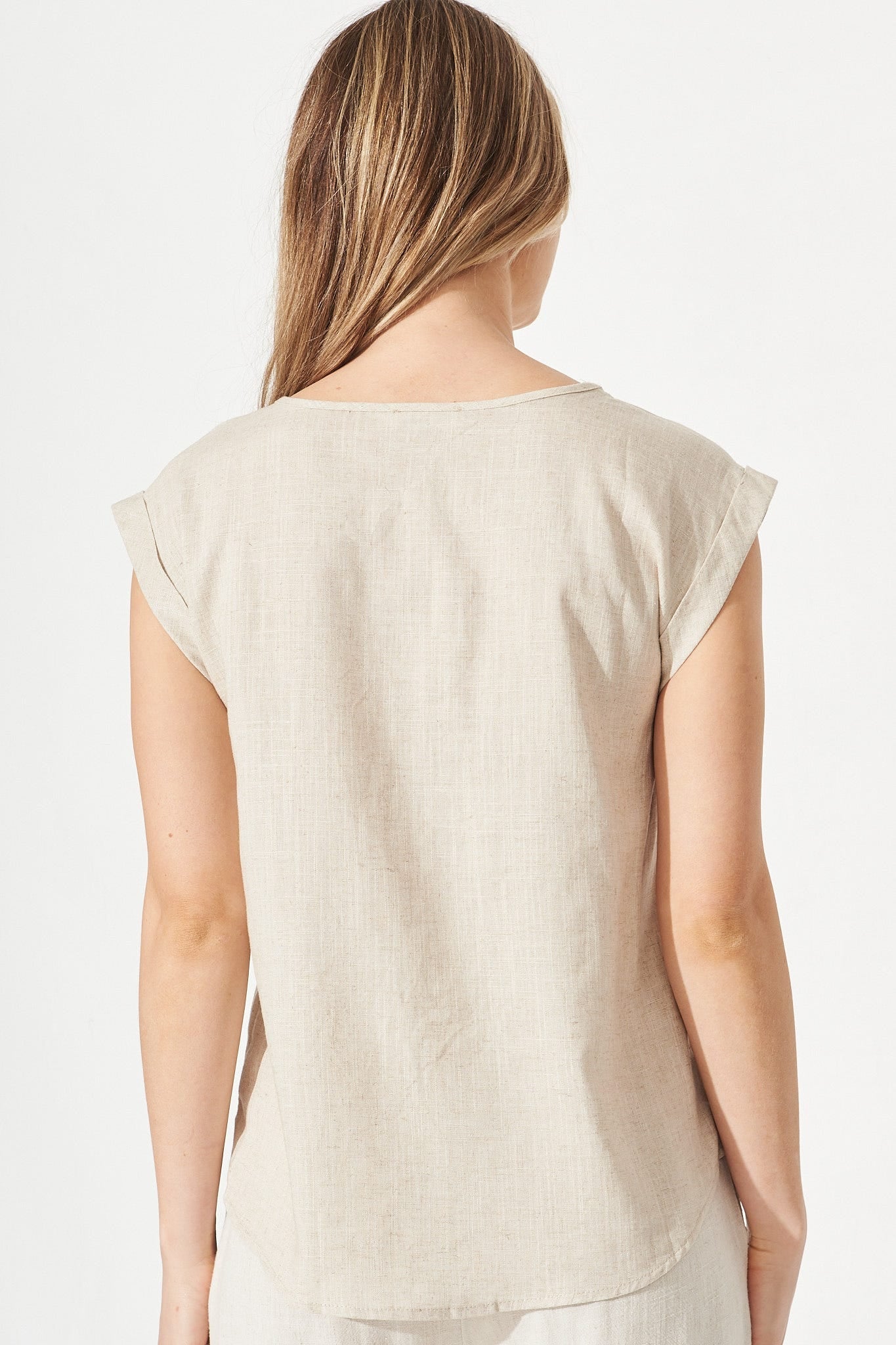 Oatmeal Linen Blend Top