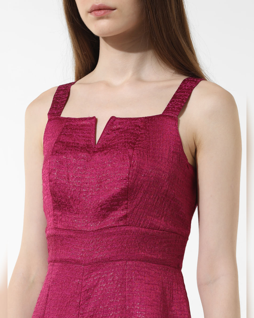 Stylish Dark Pink Jacquard Jumpsuit