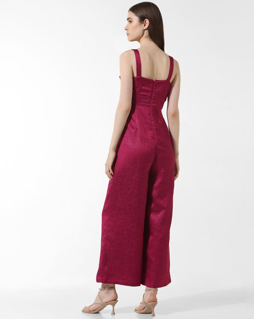 Stylish Dark Pink Jacquard Jumpsuit