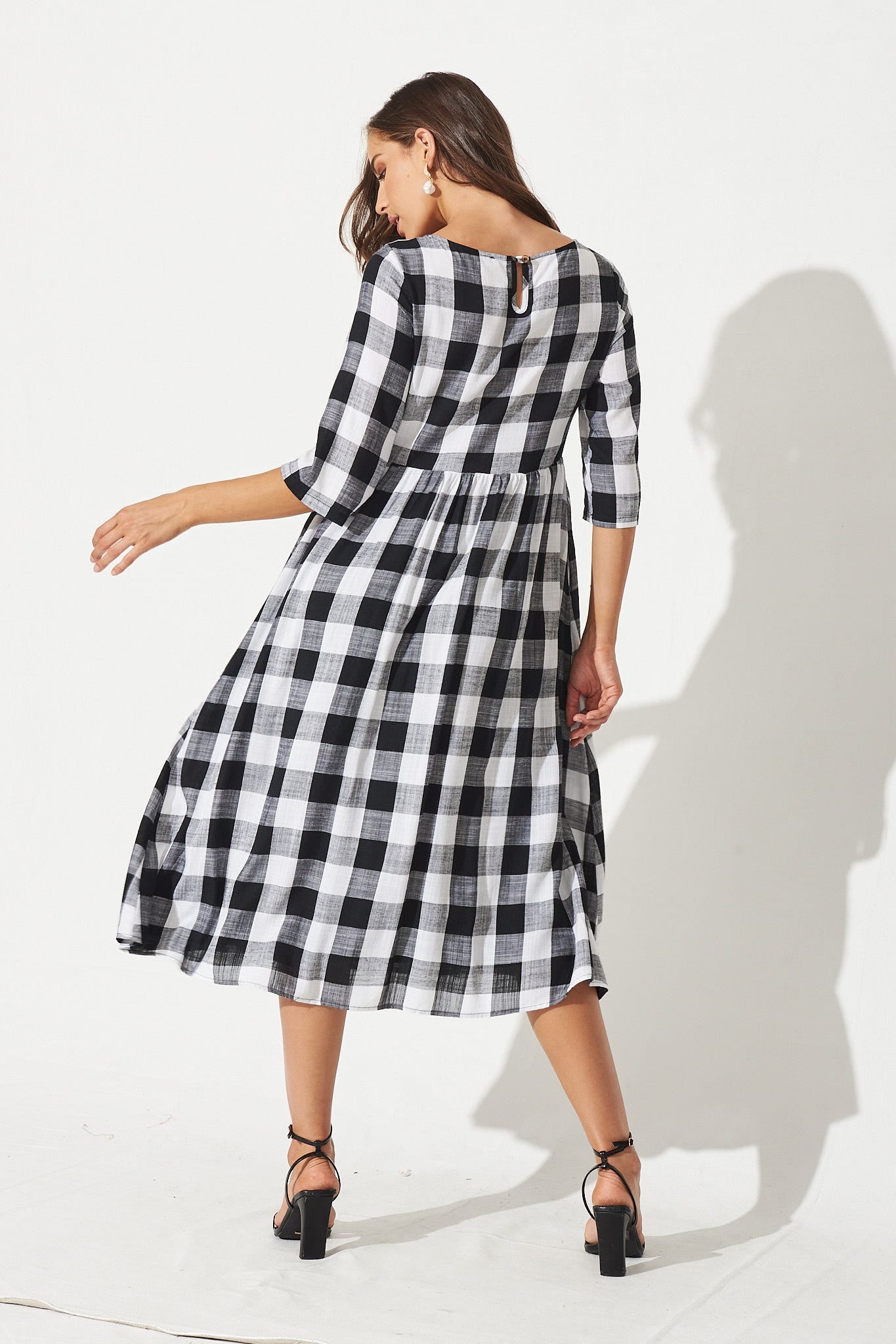 Black & White Gingham Midi Smock Dress by Zara